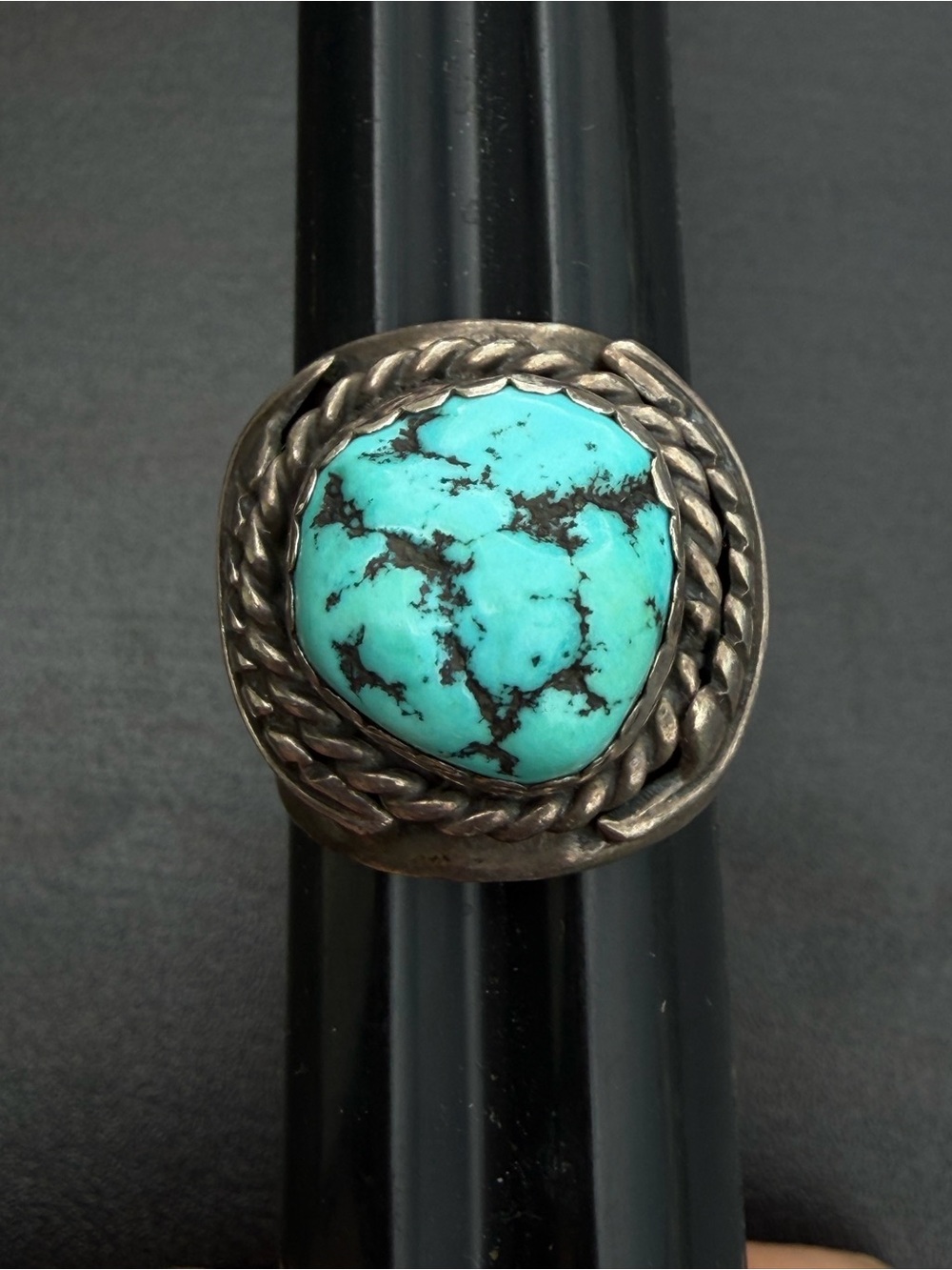 Sterling Silver Turquoise Statement Ring - Blue Green Stone